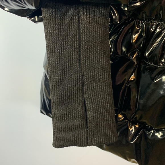 Habitual kids size 14 patent black shiny cropped glitter sleeve puffer coat - Picture 3 of 9